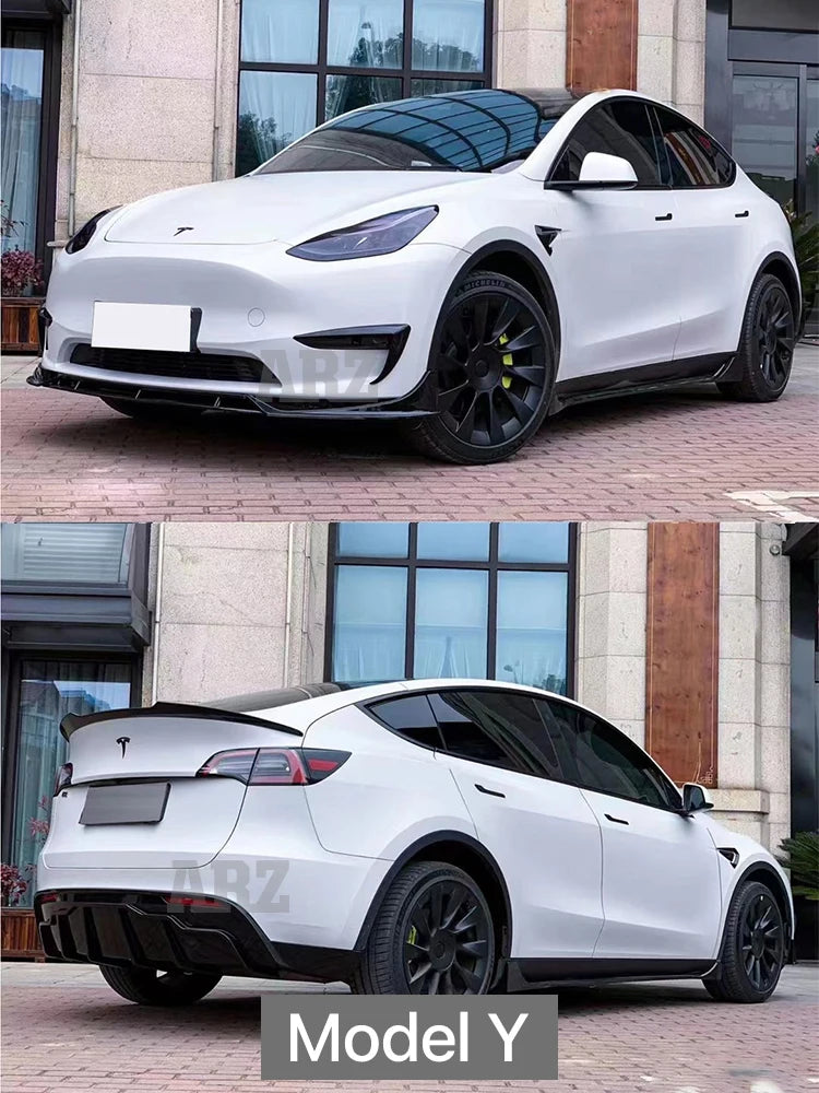 Carbon Fiber Body Kit Rear Spoiler Diffuser Side Skirt Front Bumper Lip Accessories For Tesla Model 3 Y 2018 2019 2016-2022