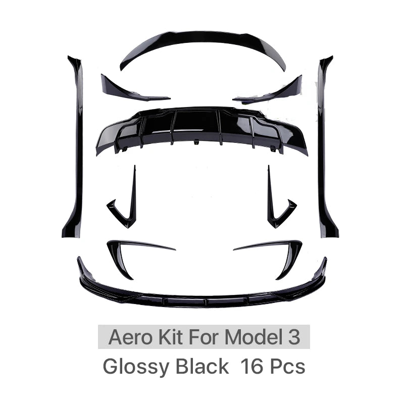 Carbon Fiber Body Kit Rear Spoiler Diffuser Side Skirt Front Bumper Lip Accessories For Tesla Model 3 Y 2018 2019 2016-2022