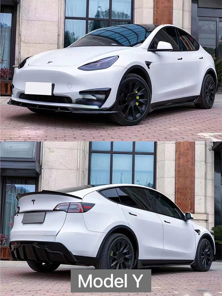 Carbon Fiber Body Kit Rear Spoiler Diffuser Side Skirt Front Bumper Lip Accessories For Tesla Model 3 Y 2018 2019 2016-2022