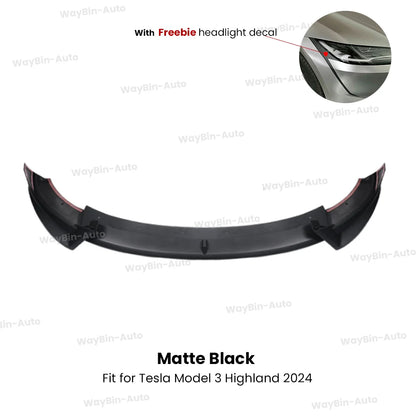 Model 3 Highland 2024 Front Lip For Tesla Model 3 Y AD Front Bumper Lip Glossy Black Carbon Spoiler Auto Body kits Tuning