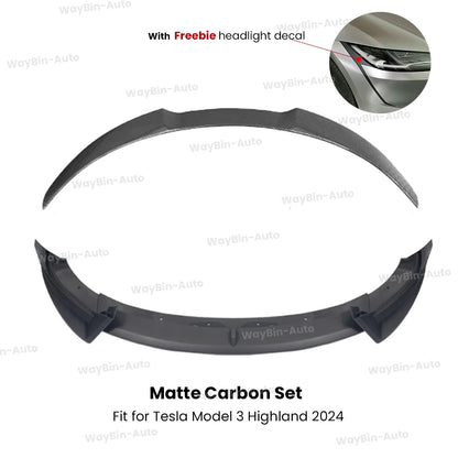 Model 3 Highland 2024 Front Lip For Tesla Model 3 Y AD Front Bumper Lip Glossy Black Carbon Spoiler Auto Body kits Tuning