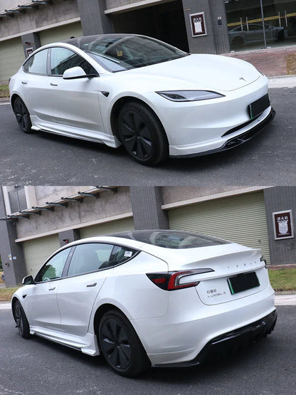 For Tesla 2024 Model3 highland Body Kit Bright black Rear Diffuser Spoiler Front Bumper Lip Side Skirt Refit Protect Accessories