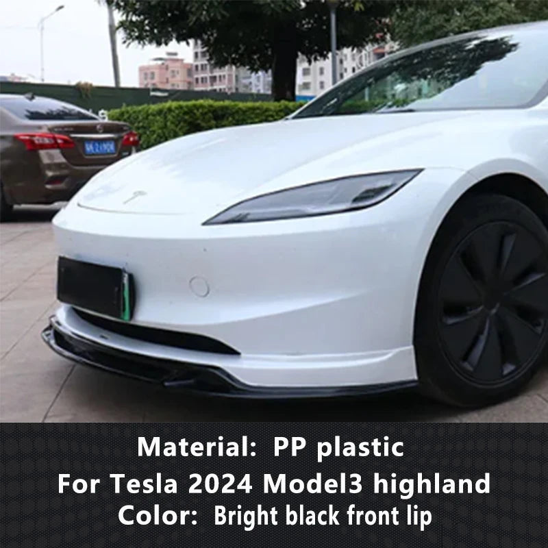 For Tesla 2024 Model3 highland Body Kit Bright black Rear Diffuser Spoiler Front Bumper Lip Side Skirt Refit Protect Accessories