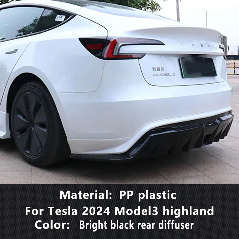 For Tesla 2024 Model3 highland Body Kit Bright black Rear Diffuser Spoiler Front Bumper Lip Side Skirt Refit Protect Accessories