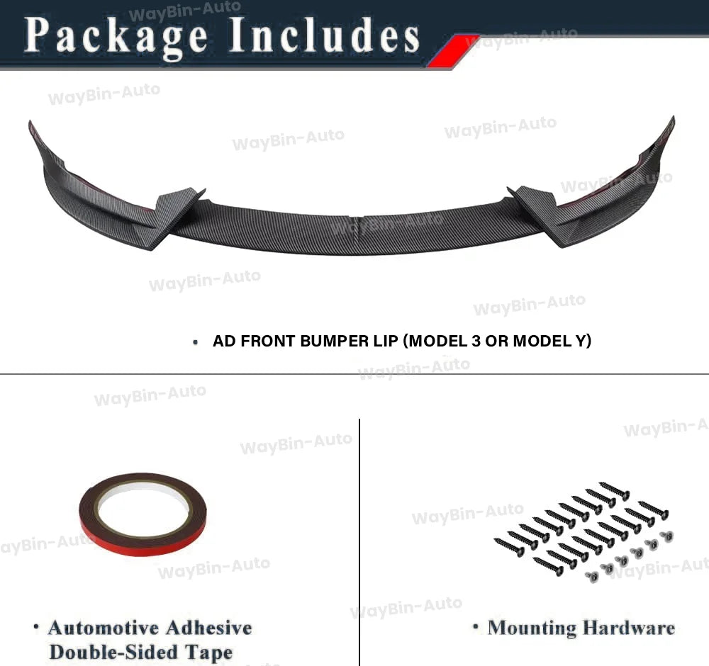 Model 3 Highland 2024 Front Lip For Tesla Model 3 Y AD Front Bumper Lip Glossy Black Carbon Spoiler Auto Body kits Tuning