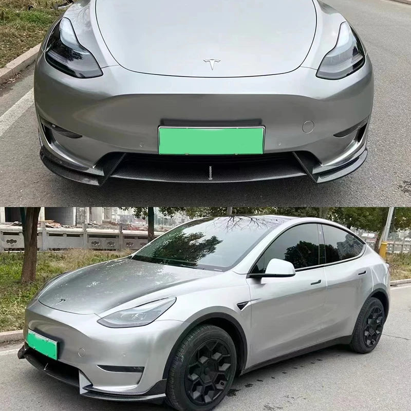 Model 3 Highland 2024 Front Lip For Tesla Model 3 Y AD Front Bumper Lip Glossy Black Carbon Spoiler Auto Body kits Tuning