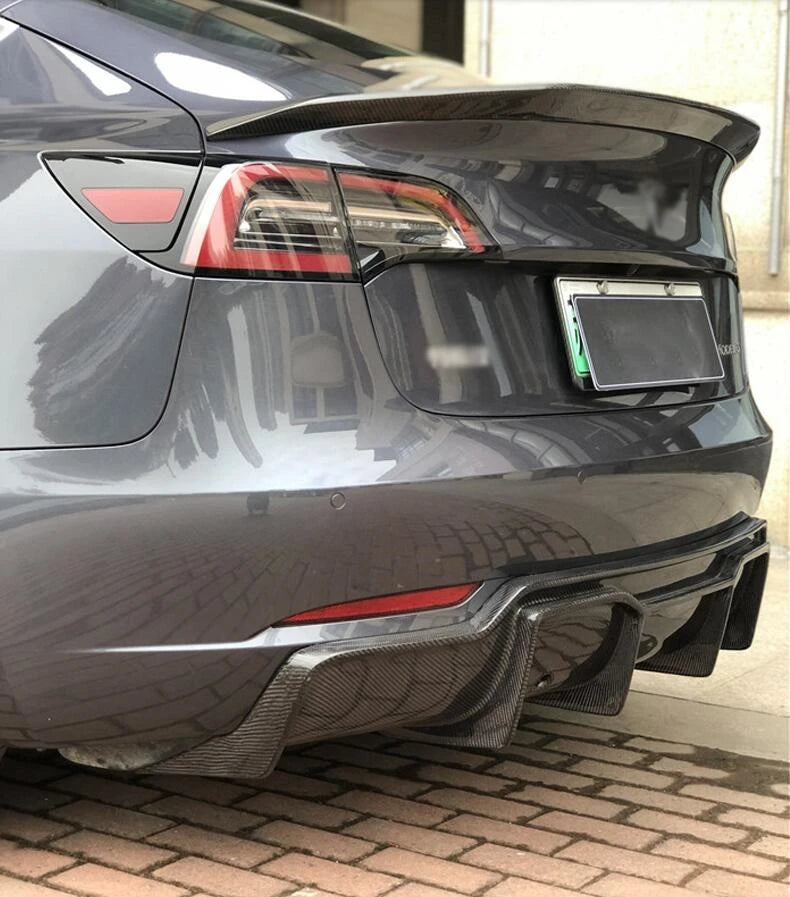 High Quality REAL Carbon Fiber For Tesla Model 3 2019 2020 2021 2022 2023 Front Lip Rear Diffuser Body Side Skirt Kit Spoiler