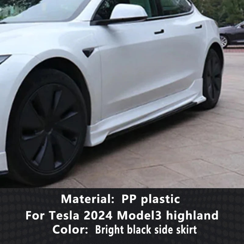 For Tesla 2024 Model3 highland Body Kit Bright black Rear Diffuser Spoiler Front Bumper Lip Side Skirt Refit Protect Accessories