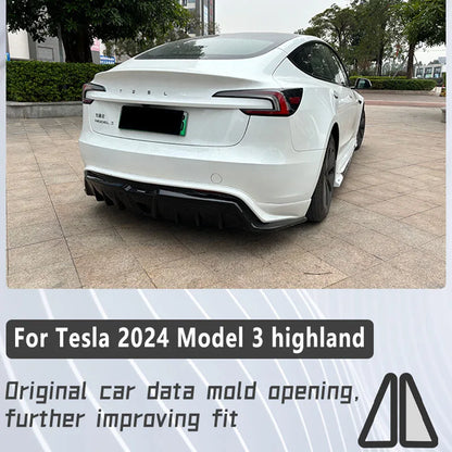 For Tesla 2024 Model3 highland Body Kit Bright black Rear Diffuser Spoiler Front Bumper Lip Side Skirt Refit Protect Accessories